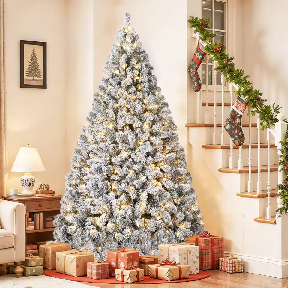 The Glisnow, Pre Lit Snow Flocked Premium Christmas Tree