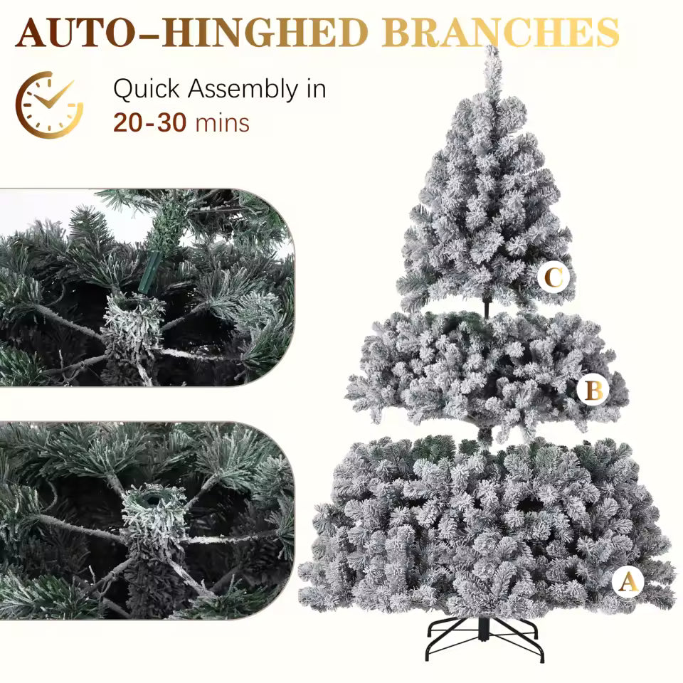 The Glisnow, Pre Lit Snow Flocked Premium Christmas Tree